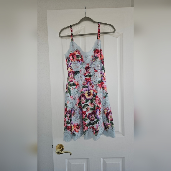 DOLCE&GABBANA Floral-print silk-blend crepe and lace dress size 10 - Picture 6 of 7